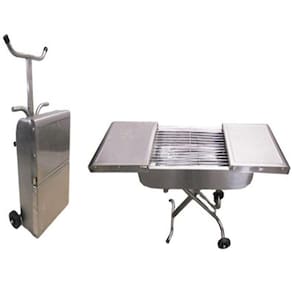 Churrasqueira Maleta Carrinho Dobrável Inox Carvão Portátil
