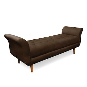 Recamier Olinda Suede Marrom 160 cm Pés Chanfrado Castanhos - D`Rossi