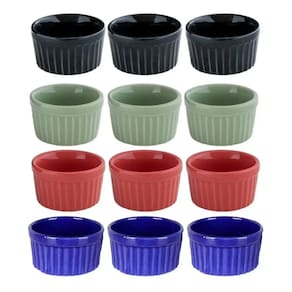Kit 12 Ramekin Cerâmica Colorido 50ml Molheira Potinho