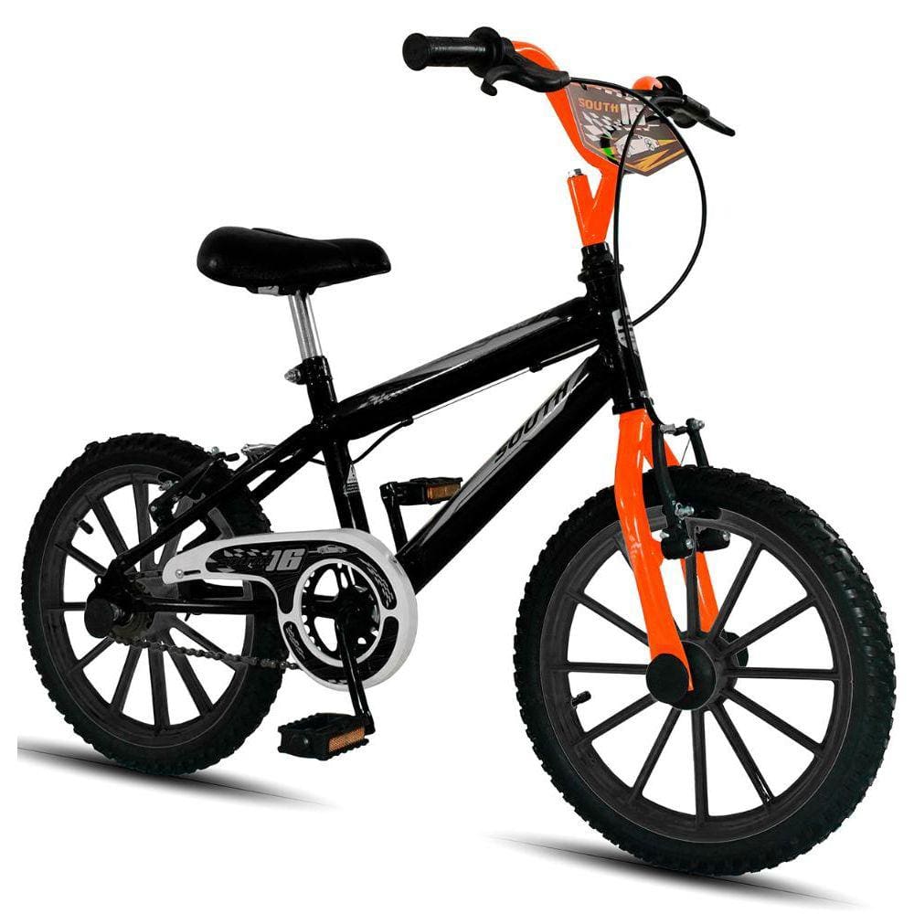Bicicleta South Bike Ferinha Aro 16 Rígida 1 Marcha - Laranja/preto