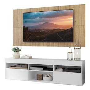 Rack Com Painel E Suporte Tv 65" Com 2 Portas Londres Multimóveis V3344 Branco/Rustic Branco/Rustic
