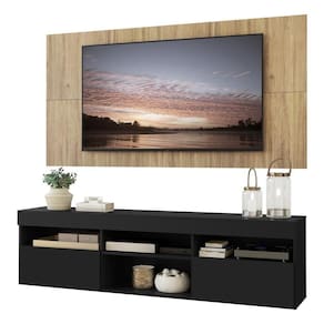 Rack Com Painel Tv 65" Suspenso Londres Multimóveis V3336 Preto/Rustic Preto/Rustic