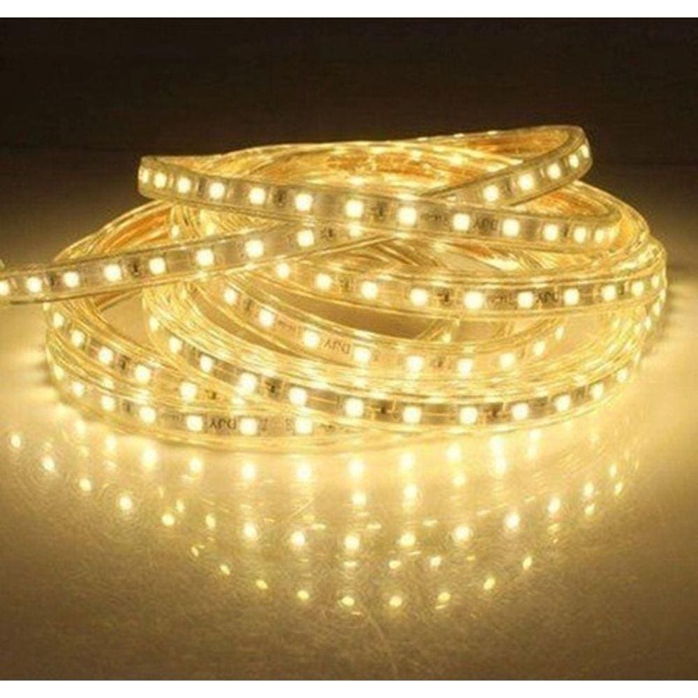 Mangueira Fita LED Chata 5050 20m Branco Quente 6mm 60 LEDS/m 220V