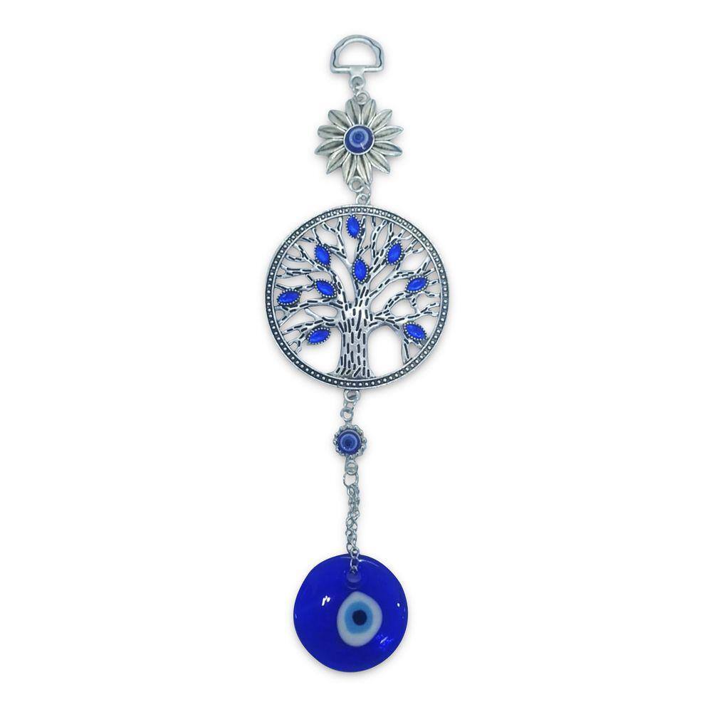 Móbile Árvore da Vida e Olho Grego Proteção da Família 25 cm