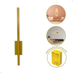 Arandela De Parede Style Dourado Luz Indireta Led 2700K 60Cm