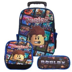 Mochila Masculina Infantil Roblox Rodinhas Lancheira Estojo