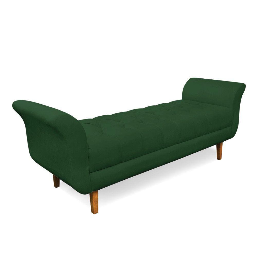 Recamier Olinda Veludo Verde 160 cm Pés Chanfrado Castanhos - D`Rossi