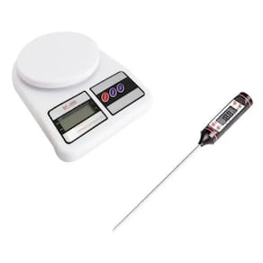 Balança Cozinha 10 Kgs + Termômetro Digital P/ Alimentos