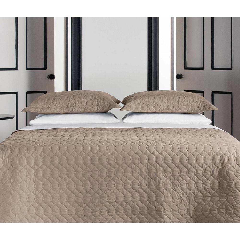 Kit Colcha Queen 180 Fios 100% Algodão Matelado Khaki