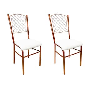 2 Cadeiras para Cozinha reforçada cor Cobre assento branco encosto de grade