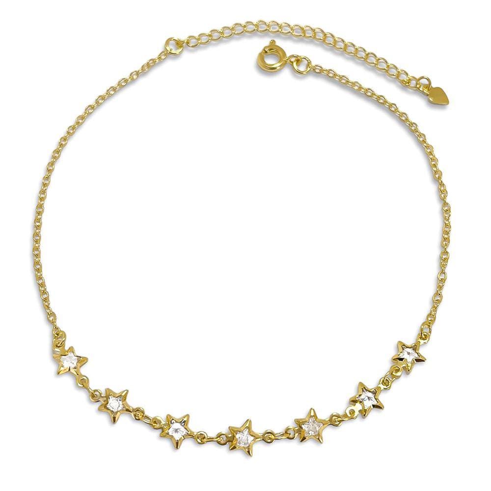 Tornozeleira Estrela em Zirconia Banhada Ouro 18k