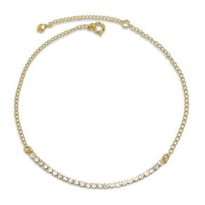 Tornozeleira Riviera de Zirconia Fina Banhada Ouro 18k