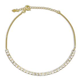 Tornozeleira Riviera de Zirconia Banhada Ouro 18k