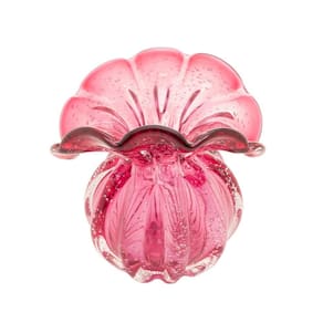 Vaso Lyor Italy De Vidro Rosa 11Cm X 9Cm X 11,5Cm