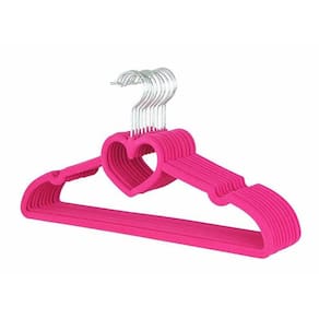 Kit 20 Cabides Veludo Coração Fino Infantil Pink Topen Home