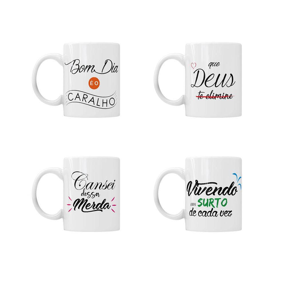 Kit 4 Canecas Cerâmica - Zero Paciência