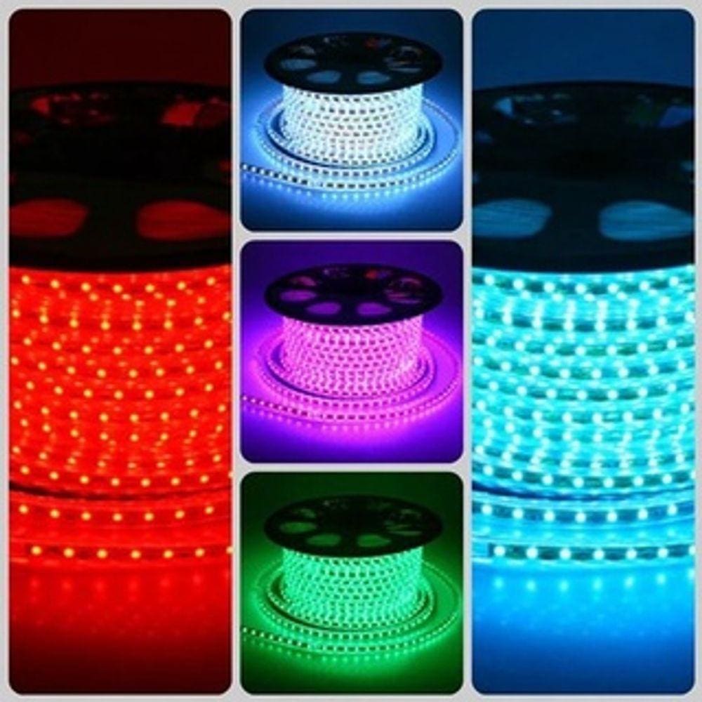 Mangueira Led ROXA 5050 Chata 5.0W/5. 35W/m. 1 metro, 110v ou 220v + Conector, várias outras cores
