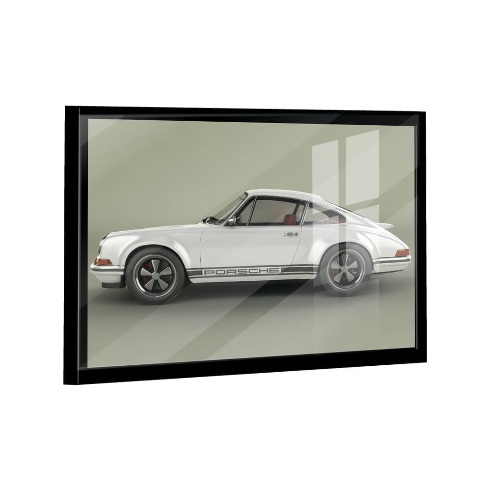 Quadro Porsche 911 Branco Metálico Lado -- BR ARTES