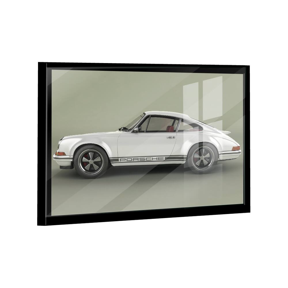 Quadro Porsche 911 Branco Metálico Lado -- BR ARTES