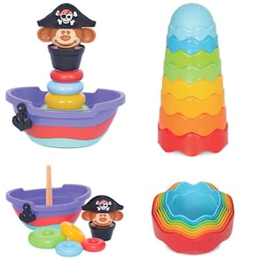 Kit Brinquedos Bebes + 6 meses Didático e Educativo Empilhar