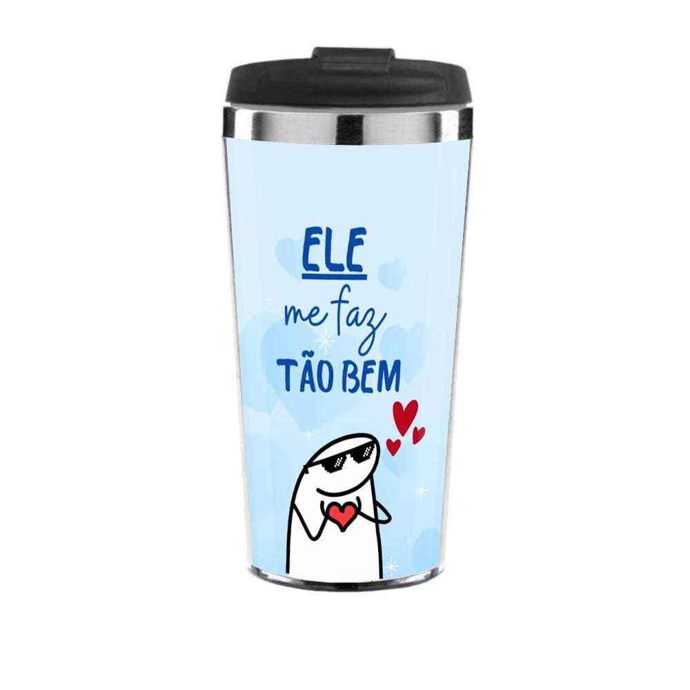 Copo Térmico Personalizado Namorados Ele Me Faz Tão Bem