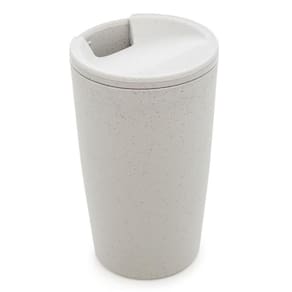 Copo Térmico Em Bambu Parede Dupla Com Tampa Branco 500Ml