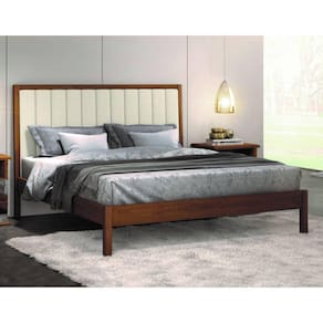 Cama Casal Estofada Madeira Maciça 1,40m - Lisboa - Móveis Montanhês
