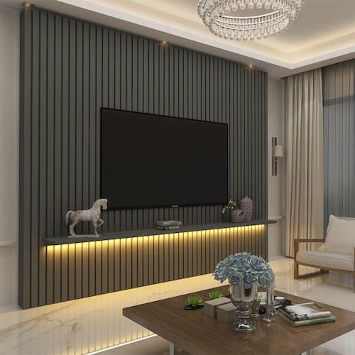 imagem-Painel para TV até 85" 100% MDF 01 Prateleira e LED Nobre Grafite Gelius