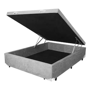 Box Baú Casal Suede Cinza 138X188