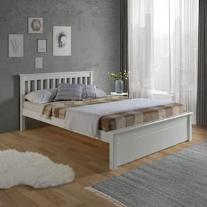 Cama Casal Inglesa Com Peseira Fechada Em Madeira Maciça Mv Outlet Branco