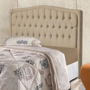 Cabeceira Estofada Cama Box Casal Costa Rica 1,40 Linho Bege Claro Atraente Móveis - Cor: Bege