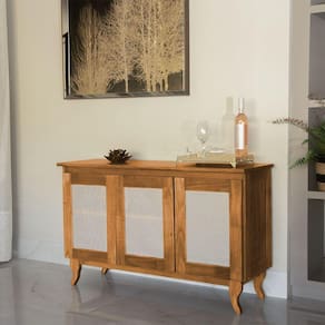 Buffet Aparador Tela 3 Portas Madeira Deltan - Imbuia - Cor: Marrom