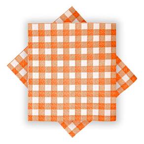 Guardanapo de Papel Xadrez Laranja 30cm x 31cm - 50 Unidades