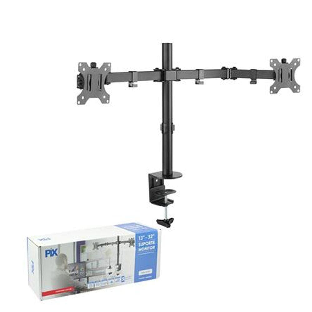 Suporte Articulado Para 2 Monitores 13 a 32 Polegadas Preto