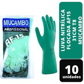 Kit C/ 10 Pares Luva Nitrílica Flocada AF15 31CM T8 Mucambo