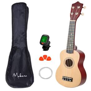 Ukulele Acústico Marrom Soprano Capa 3 Paletas E Afinador