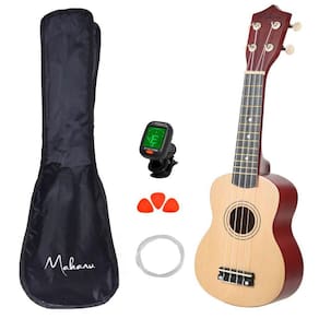 Ukulele Acústico Marrom Soprano Capa 3 Paletas E Afinador