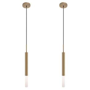 Kit 2 Pendentes Teto Luminária Tubo Difusor Mesa Sala Bronze