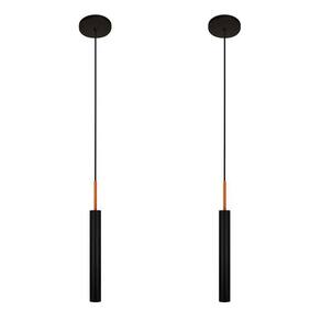 Kit 2 Luminárias Tubo Pendente Teto Mesa Preto Cobre 40Cm