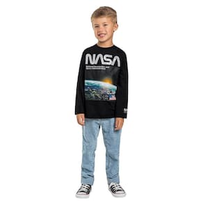 Camiseta Infantil Manga Longa Meia Malha Estampado Nasa Fakini Kids Ref:1269 4/10