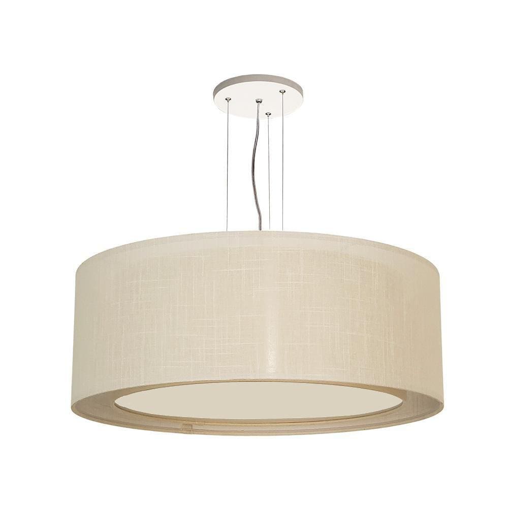 Luminária De Teto Pendente Cúpula Dupla Linho Pérola 40X16