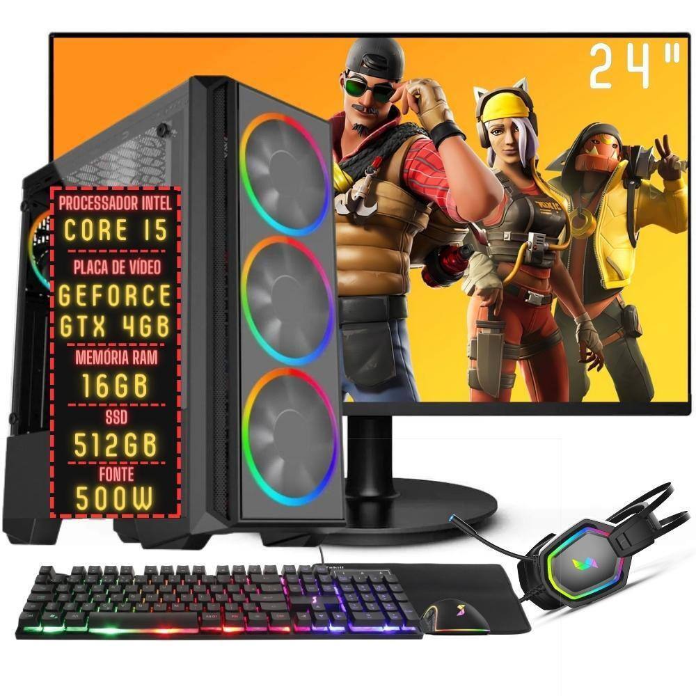 PC Gamer Completo Intel Core I7 3.4GHz 16GB DDR3 SSD 480GB Monitor 19 Kit  Gamer - Escolha a placa de vídeo (GT 730 4 GB)