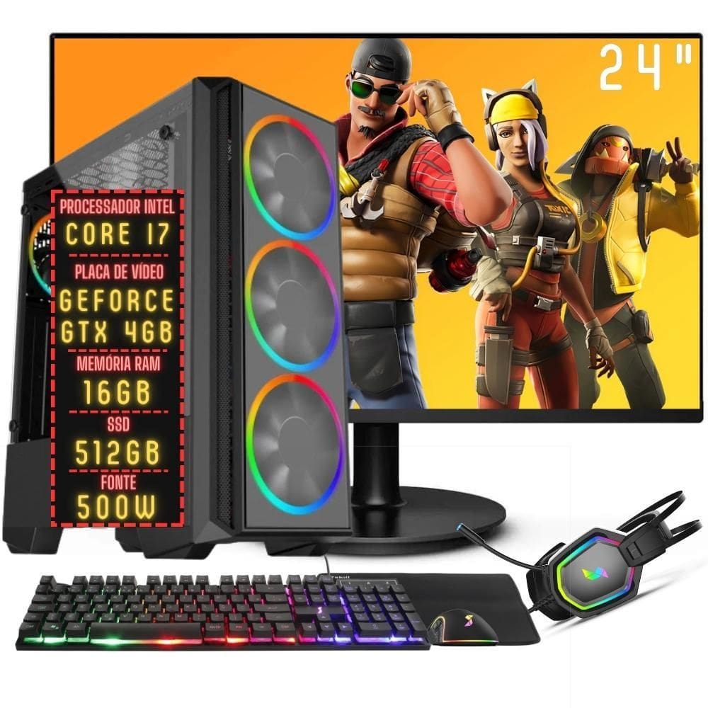 PC Gamer Completo com Monitor, Teclado, Mouse e Headset