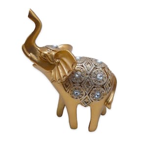 Elefante da Alegria e Prosperidade Dourado Brilhante 12 cm