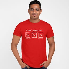 Camiseta Masculina Amor é Química Pura Namorados Elementos