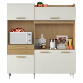 Cozinha Compacta Com 05 Portas e 02 Gavetas Isis Cor Atacama Off White Aramóveis