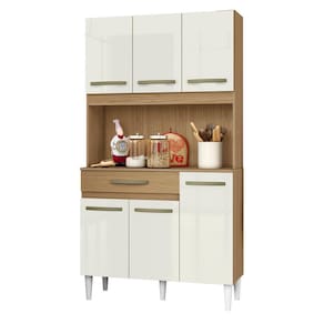 Kit Cozinha Com 6 Portas e 1 Gaveta Cleo Cor Atacama Off White Aramóveis