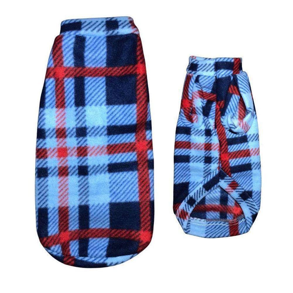 Roupa Para Cães - Suéter De Inverno Azul Xadrez Egg