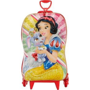 Mochila  Rodinha Tripla Lancheira Branca De Neve 3d Maxtoy