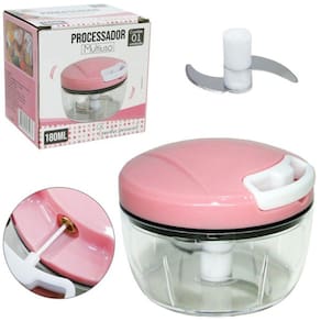 Mini Processador Alimentos Triturador Manual 2 Lâminas 180 ml